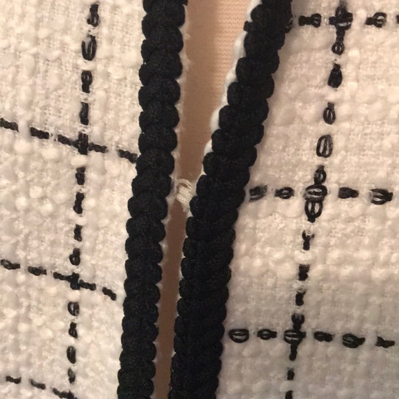 Karl Lagerfeld Long Checkered-Tweed Topper Jacket - Picture 3 of 5